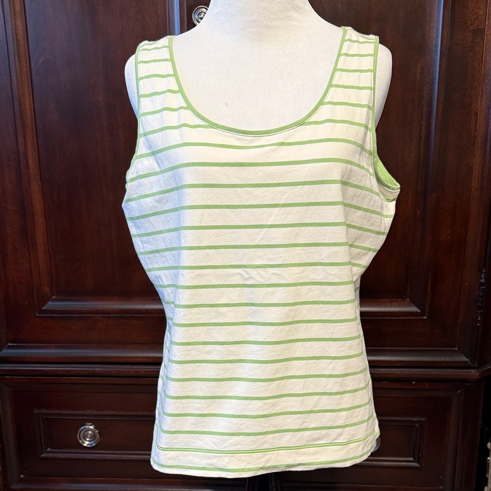 Tommy Bahama Lime and White Striped Tank Top